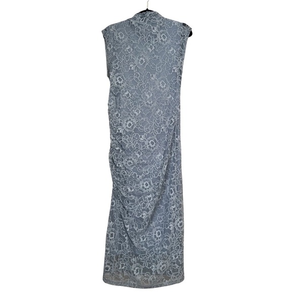 NWT ANTHROPOLOGIE The Maya Ruched Cowl-Neck Lace Dress in Light Blue Sz M - Picture 3 of 7